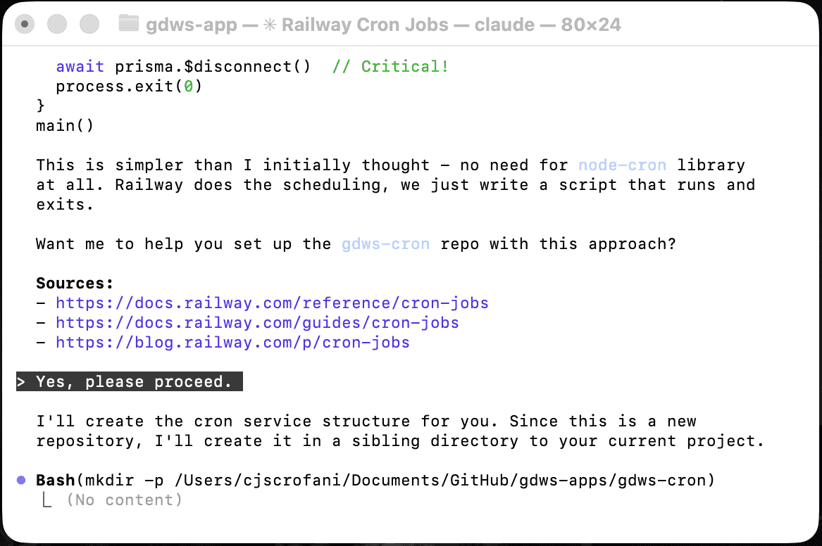 Claude Code praising Railway's ease of use